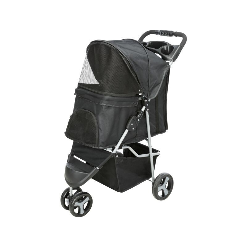 PASSEGGINO per CANI e GATTI 47×100×80cm fino a 11kg NERO